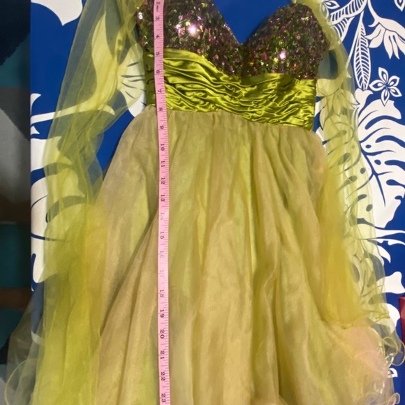 Chico's Beautiful Green Strapless Sequence Chiffon Short Prom Dress Size Small - Picture 6 of 7